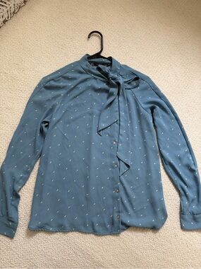 Zara Trafaluc Dusty Blue Blouse